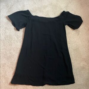 BP Black Off-Shoulder Flutter Sleeve Sheath Mini Dress